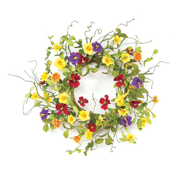 Melrose 42021 Fabric Summer Garden Trumpet Wreath, 20 inches Diameter