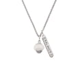 thumbnail image 2 of Delight Jewelry Opaque White Faceted Glass Spinner Silvertone Balance Bar Charm Necklace, 23", 2 of 4