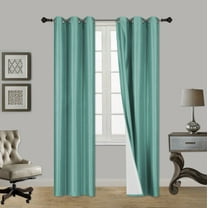 1 SET SSS TEAL BLUE Blackout Room Darkening Window Curtain Treatment Set, Two (2) Printed Grommet Panels 37"W X 84"L Each