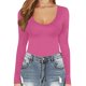 thumbnail image 3 of Gibobby pantalones de yoga Body de manga larga con cuello redondo para mujer Cómodo la Tops Trajes de cuerpo sexy Ropa de mujer(Rosa， M), 3 of 4