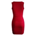 thumbnail image 5 of QHFBli Womens Sexy One Shoulder Ruched Bodycon Sleeveless Mini Club Party Short Dresses, 5 of 5