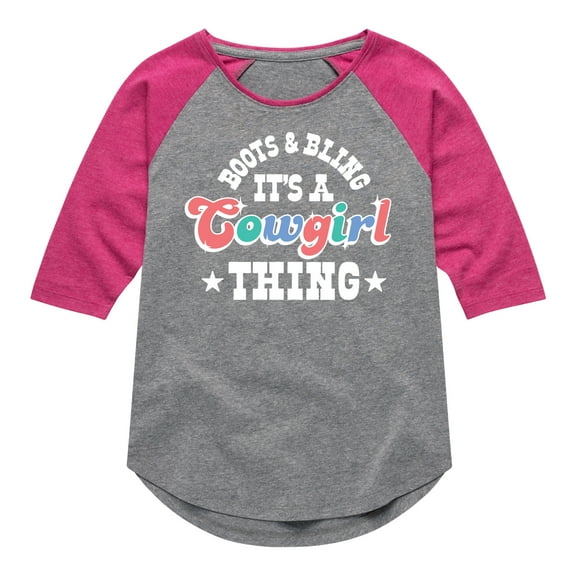 Instant Message - It's A Cowgirl Thing - Toddler And Youth Girls Raglan Graphic T-Shirt
