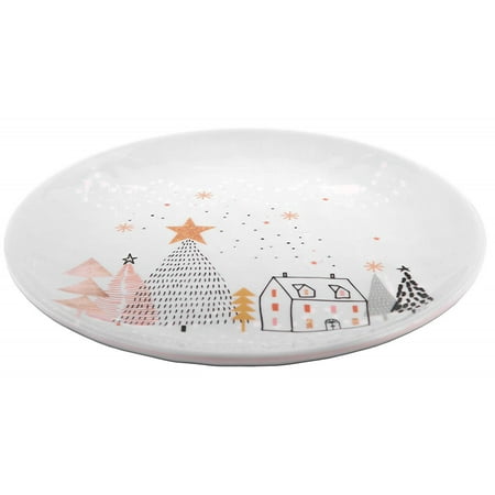 Melamine Christmas Plates For Kids Melange 608410091610 6 -Piece 100% Melamine Salad Plates Christmas Collection-Golden Fox Shatter-Proof and Chip-Resistant|, 10.5