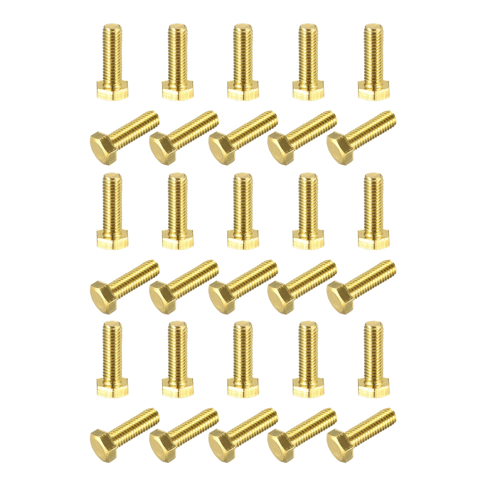 Brass Hex Bolts, M5x16mm 30 Pack Fully Thread Grade 4.8 Machine Screws