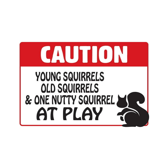 CAUTION YOUNG SQUIRRELS OLD SQUIRRELS AT PLAY Sign animalfarm | Indoor/Outdoor | 12" Tall