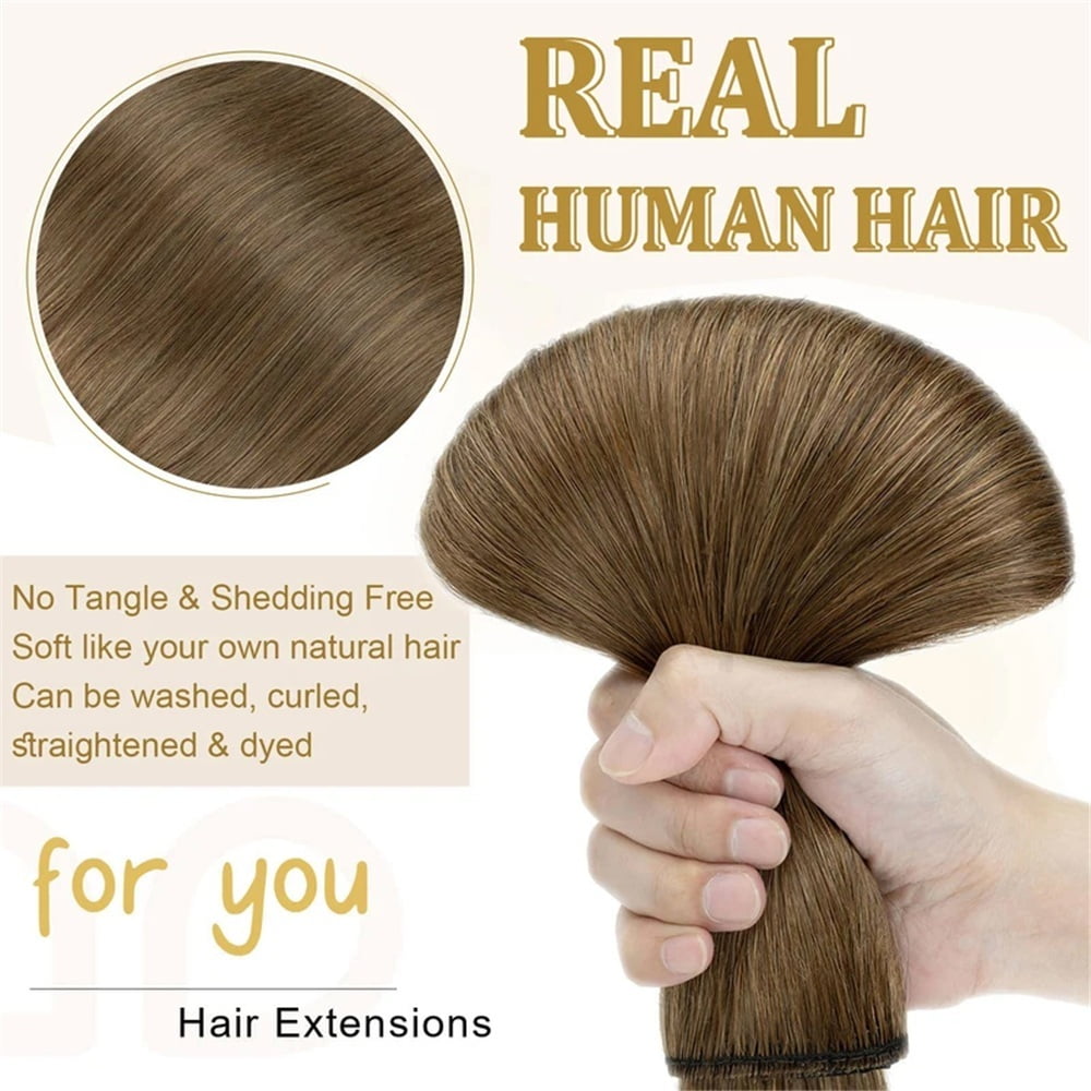 Real Human Hair Clip in Hair Extensions One Piece Thick Silky Straight Hair Pieces for Thinning Hair #8 Brazilian Remy Hair Clip In Extensions