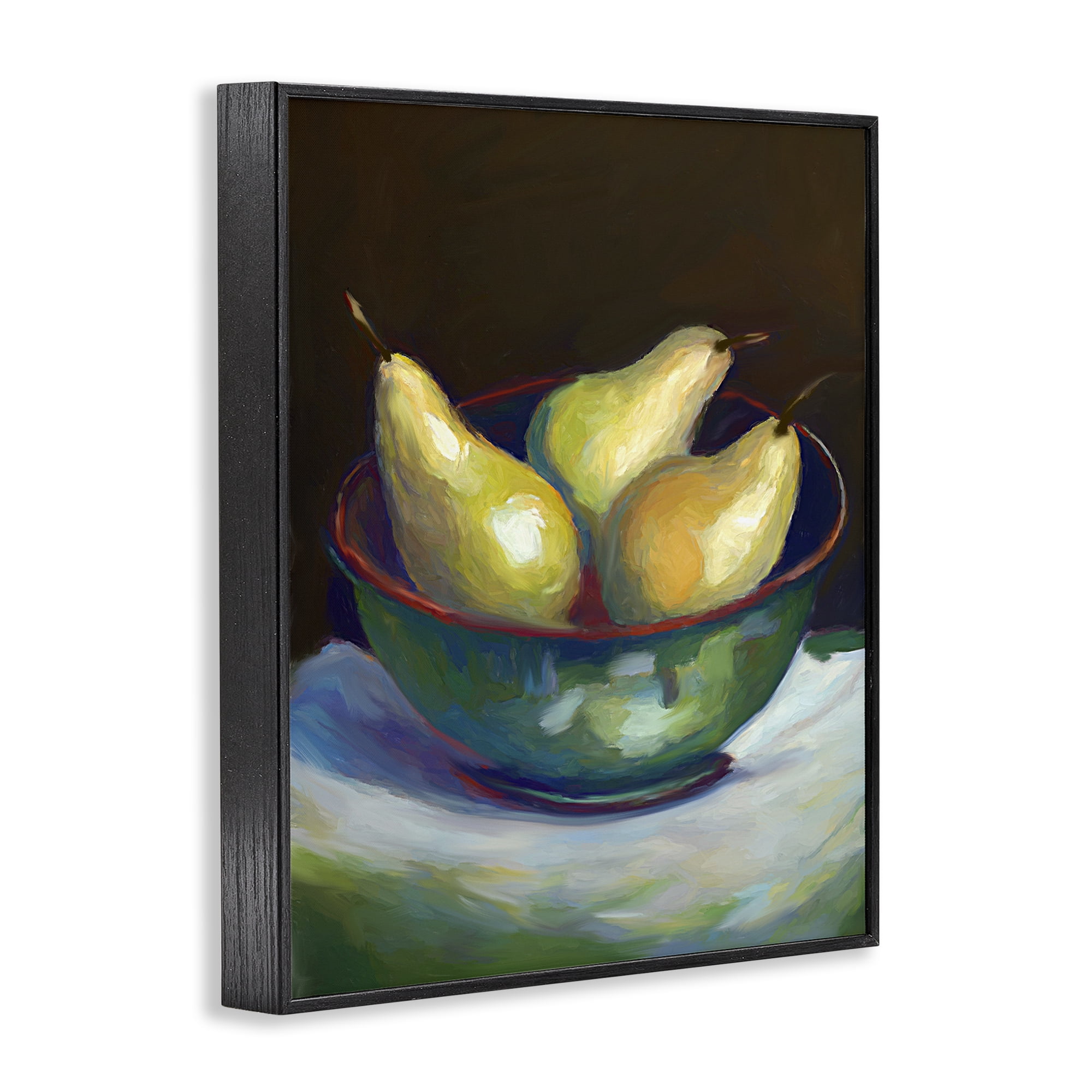 Stupell Industries Traditional Pear Bowl Food & Beverage Painting Black Framed Art Print Wall Art, 11 x 14