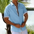 thumbnail image 2 of ZCFZJW Men's Hawaiian Floral Shirts Cotton Linen Button Down Tropical Holiday Beach Shirts Trendy Summer Short Sleeve Graphic Tees Shirt Tops with Pockets Blue XXXL, 2 of 6