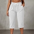 thumbnail image 5 of LIaqionyy Capri Pants for Women Corduroy High Waisted Wide Leg Cropped Pant Casual Loose Trouser with Pockets, 5 of 8