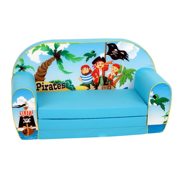 Delsit Toddler Couch 2 in 1 Flip Open Kids Foam Sofa Lounger, Pirate