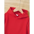 thumbnail image 5 of Kucnuzki 5T Little Boy Winter Outfits Pants Sets 6T Long Sleeve Casual Stylish Pure Color Hoodie Sweatshirt Elastic Pants 2PCS Set Red, 5 of 8