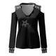 thumbnail image 4 of Mujeres Casual Impreso Sexy Manga Larga Sin Tirantes Cuello En V Jersey Fuera Del Hombro Blusa Camiseta Tops Fridja FKASFK3925, 4 of 5
