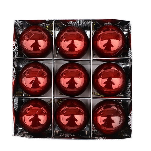 6 piezas Caja de regalo de Navidad Perla de plástico Decoración navideña Decoración del árbol de Navidad 9 piezas