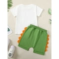 thumbnail image 4 of Suealasg Toddler Baby Girl Boy Birthday Outfit Short Sleeve Dinosaur Print T-Shirt Elastic Waist Shorts 1T 2T 3T 4T Kids Summer Clothes Set, 4 of 7