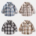 thumbnail image 6 of Gubotare Boys Shacket Toddler Boys Shirt Jacket Plaid Long Sleeve Kids Lapel Button Tops Outwear Breathable Fashion 5T 6T, 6 of 8