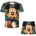 thumbnail image 1 of Ropa de bebé Mickey, conjuntos de ropa de verano para niños, camisetas de moda + Mickey Mouse, traje corto de 2 uds, ropa de Mickey Mouse para niños, 3T Gao Jinjia LED, 1 of 2