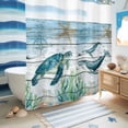 thumbnail image 5 of No Hook Shower Curtain with Built-in Rings - Marine Life Washable Waterproof Fabric Bathroom Curtains for Hotel,Rentals, 72 X 78 Inch Long , Turtle Octopus Whale Compass Starfish, 5 of 9