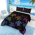 thumbnail image 3 of Manfei Rainbow Sea Turtle Queen Comforter Set for Kids Boys and Girls, Marine Animal Print Bedding Comforter Set, Black Reversible 3pcs, 1 Comforter and 2 Pillowcases, 3 of 6