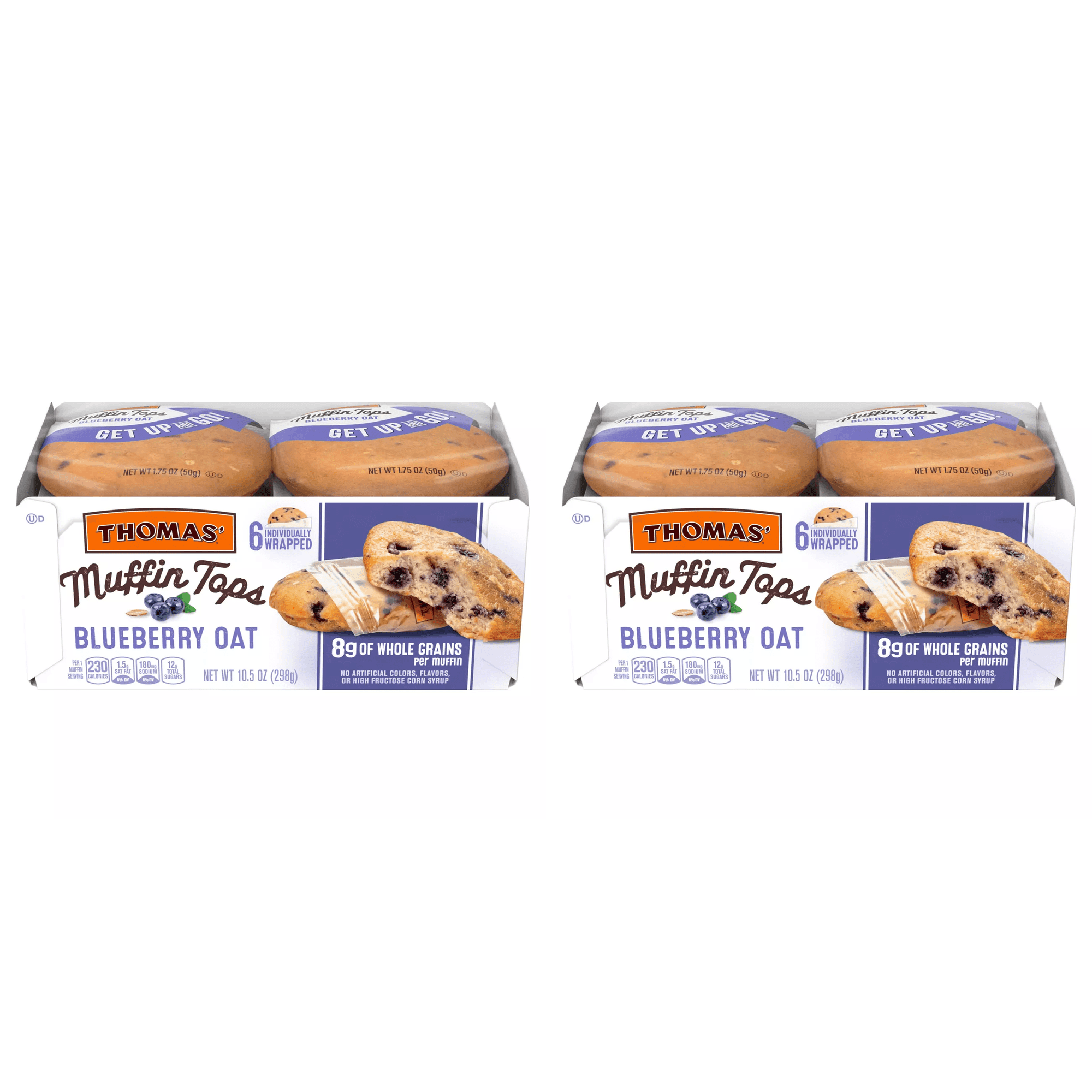 Thomas' Muffin Tops - Blueberry Oat, 6 ct Pack of 2 - muffin tops, chocolate chip snacks, blueberry snacks, thomas' bakery, sweet breakfast