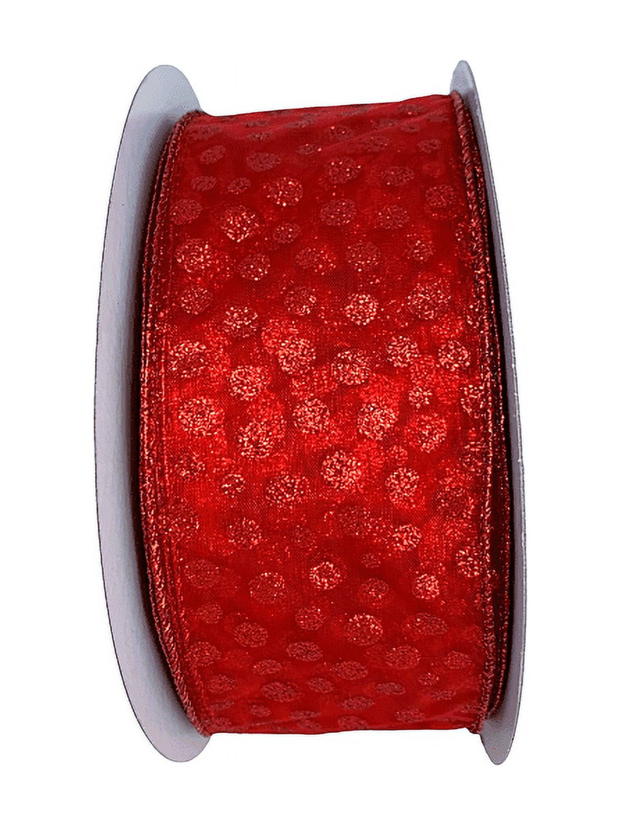 Red Glitter Polka Dots Ribbon- 2 1/2 x 50 Yards — GiftWrap Etc