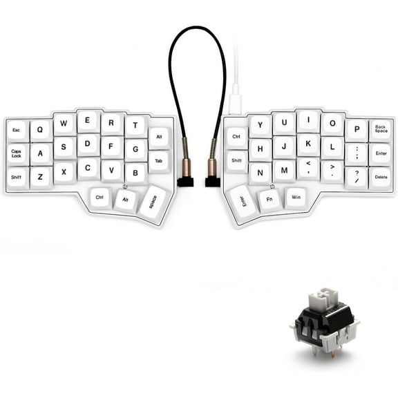 CORNE V4.1 Split 40% Wired Mechanical Keyboard, White