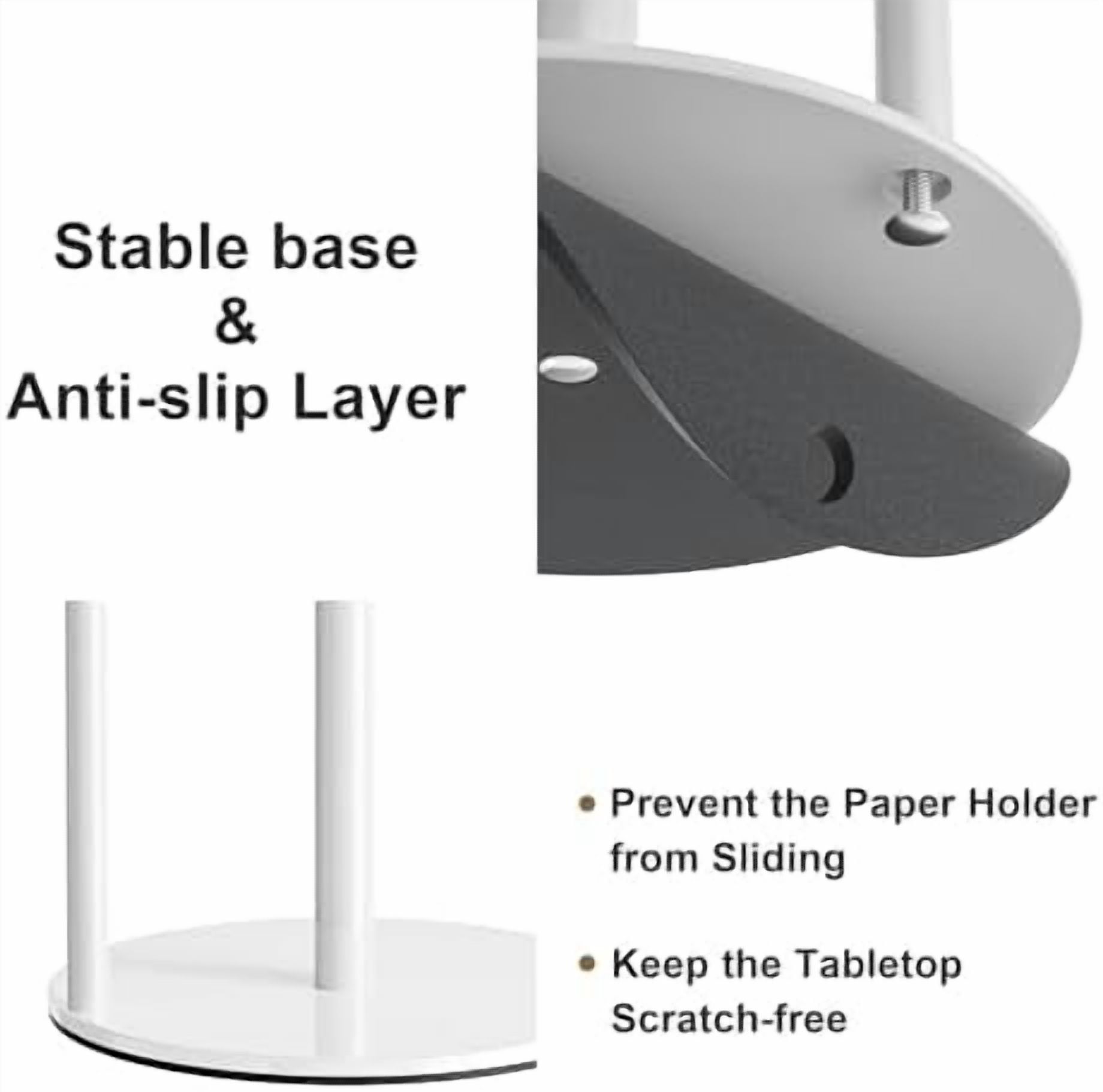 Paper Towel Holder White Kitchen Roll Holder, Paper Towel Holder for Kitchen Roll Organize, Countertop Roll Dispenser with Weighted Base