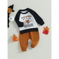 thumbnail image 3 of Wassery Toddler Boys Halloween Clothes Set Long Sleeve Letter Ghost Print Sweatshirt Tops Elastic Pants 6M 12M 18M 2T 3T Infant Baby Boys 2 Piece Fall Outfits, 3 of 8