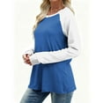 thumbnail image 7 of Women’s Long Sleeve Color Block Raglan T Shirt Casual Loose Fit Crew Neck Basic Top Fashion Fall Tee for Everyday Wear,Blue,S, 7 of 7