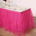 Efavormart 14ft Fuchsia FULL SIZE 4 Layer Fluffy Tulle - Tutu Table Skirt for Party Events fits ...