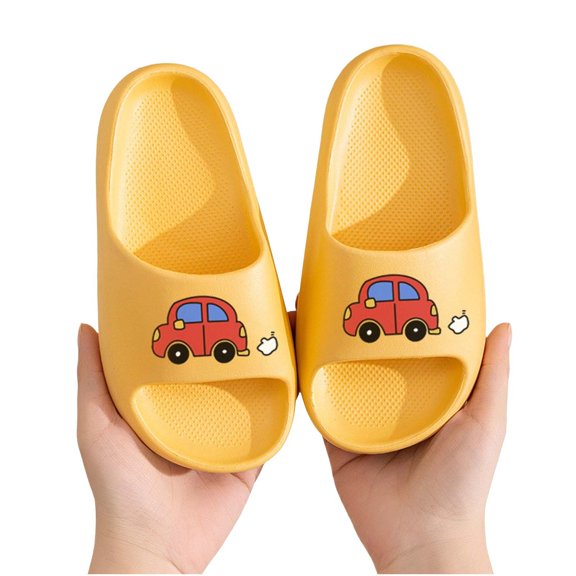 Viluyesy Boys Slides Slippers, Non-Slip Soft Sole Lightweight Quick Dry Kids Summer Bathroom Home Outdoor Slippers Yellow