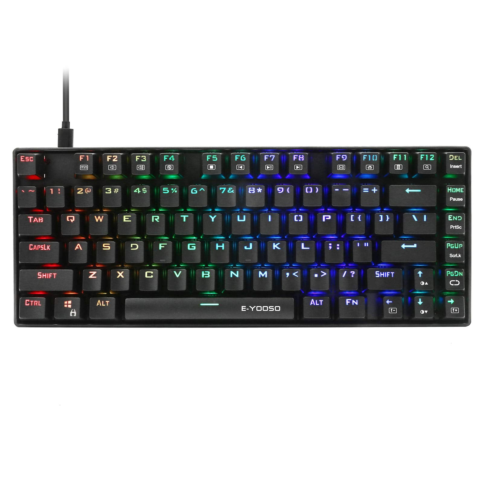 E-YOOSO 60% Z-88 PRO RGB Mechanical Gaming Keyboard, Blue Switch, Portable Office Keyboard, Compact 81 Keys Anti-Ghosting for Mac, PC,Gamer-Black