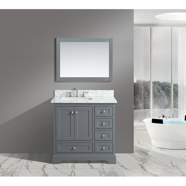Bathroom Sink Vanity Set With White, 36 Inch Wide Vanity Mirror
