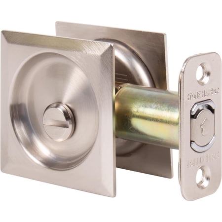 Stone Harbor Hardware Contemporary Square Pocket Door Lock Privacy Function 2-3/8"" Backset Satin Nickel