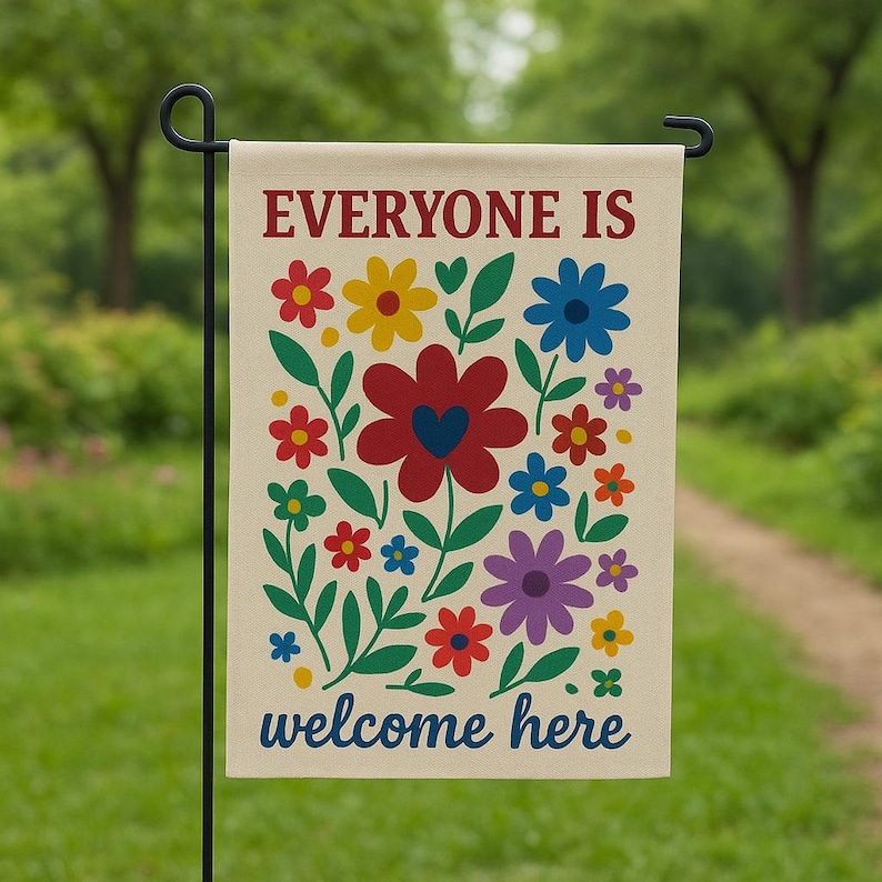 ViciArt Inclusive Garden Flag – 36”x60” Floral Welcome Banner, Bright Ally Yard Decor, Outdoor Sign