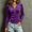 Purple, variant on Mwjwdo Women’s Velvet Half‑Zip Stand‑Collar Top, Snap‑Button Chest Pockets, Waist‑Seam Stitching, Fitted Long‑Sleeve Pullover White XXL