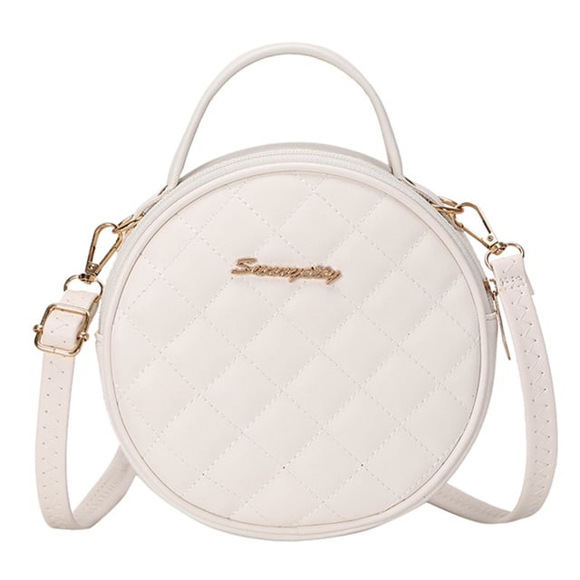Bolso de hombro retro Likrtyny PU Con patrón de celosía blanco Mini