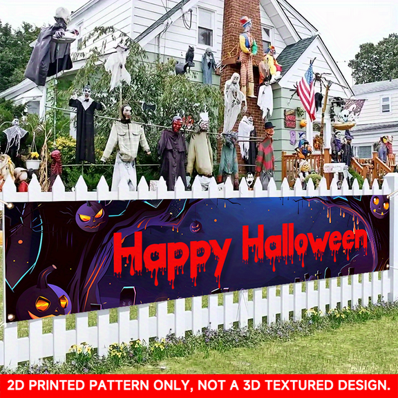 1 PC, 2D Flat/ Flat art decorative banner decoration, eery-like dream design pattern, 78.8x17.7 inches (200x45cm), universal daily wall decoration, elegant daily front door decoration, party banner,