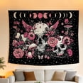 thumbnail image 5 of FLASHLUMI 90"x70" Pink Skull Moon Phase Tapestry, Gothic Floral Wall Hanging, Mystic Mushroom Wall Art for Bedroom Living Room Dorm Home Decor, 5 of 8