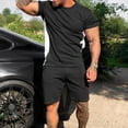 thumbnail image 2 of Stamzod Mens Short Sets Men's Suits Fashion Tracksuit Casual Short Sleeve Tshirt Shorts Slim Fitted Athletic Sweatsuits 2 Piece Outfits, 2 of 7