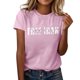 thumbnail image 2 of Camiseta de Manga Corta Impresa, Desgaste Diario Casual, 95% Poliéster 5% Spandex, Tops de Cuello Redondo para Mujeres, 2 of 5