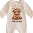 thumbnail image 4 of Duqingm Infant Baby Girl Fall Outfit Sweatshirt Romper Ribbed Letter Print Jumpsuit Long Sleeve Bodysuit Cute Newborn Clothes (Beige,0-3 Months), 4 of 4