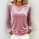 thumbnail image 1 of TaTaai Ladies Long Sleeve Round Neck Top Velvet Mesh Insert Blouse Solid Color Dressy Casual Evening Wear Gift, 1 of 6