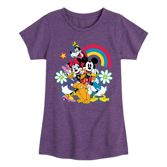 Disney - Character Group Rainbow Flower - Youth Girls Short Sleeve Graphic T-Shirt