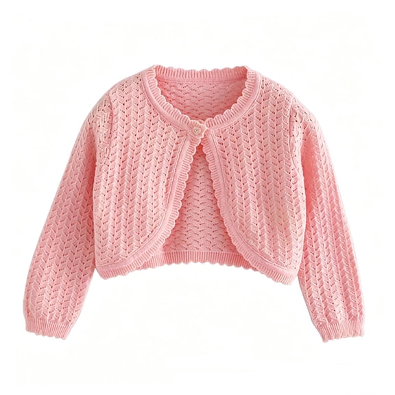 Edvintorg Girls' Cropped Long Sleeve Knitted Cardigan Button Closure Kids' Shrug Sweater Jacket Outwear 1-13Years