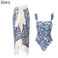 thumbnail image 2 of Traje de baño vintage de dos piezas para mujer Monokini con control de barriga Bikini Longuette Trajes de baño Tankini Set - Azul, 2 of 5