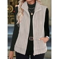 thumbnail image 6 of Women Quilted Vest Sleeveless Zip Up Jackets Outerwear Fall Spring Trendy Coat Light Gray M, 6 of 7
