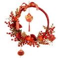 thumbnail image 3 of RKSTN Couronne Artificielle de Nouvel An pour Porte d'Entrée, Couronne de Fête Murale, Cheminée Extérieure, 3 of 8
