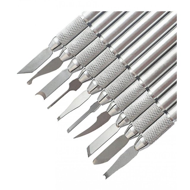 Juego de 10 herramientas manuales de cincel para tallado profesional, herramienta de tallado de cera de acero inoxidable para laboratorio dental