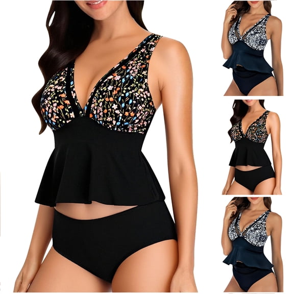 Tqyyweavej Women's Tankini Swimsuit Strap Backless Slim Deep V Neck Bathing Suit Tops and Solid Color Tight Summer Beach Swimmer S-XL