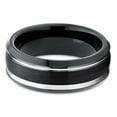 thumbnail image 2 of 8mm Black Brushed Tungsten Carbide Ring Unique Silver Edged Wedding Band (6), 2 of 3